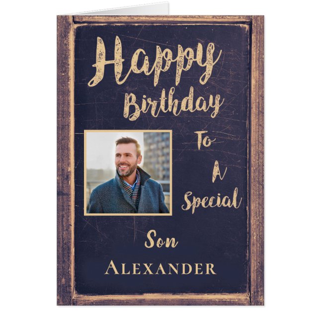 Happy Birthday Son Foto für seine Personalize Card (Vorne)