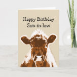 Happy Birthday Son-in-law Cow Joke Spaß Karte<br><div class="desc">Alles Gute zum Geburtstag Son-in-Schwiege,  ich würde Ihnen eine Karte mit einem Kuhwitz geben,  aber Sie haben wahrscheinlich alle geerbt.  Braune Kuh</div>