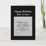 Happy Birthday Son-in-Law Definition Relax Spaß Karte<br><div class="desc">Happy Birthday Son-in-Law Definition von Relax Spaß Gruß</div>
