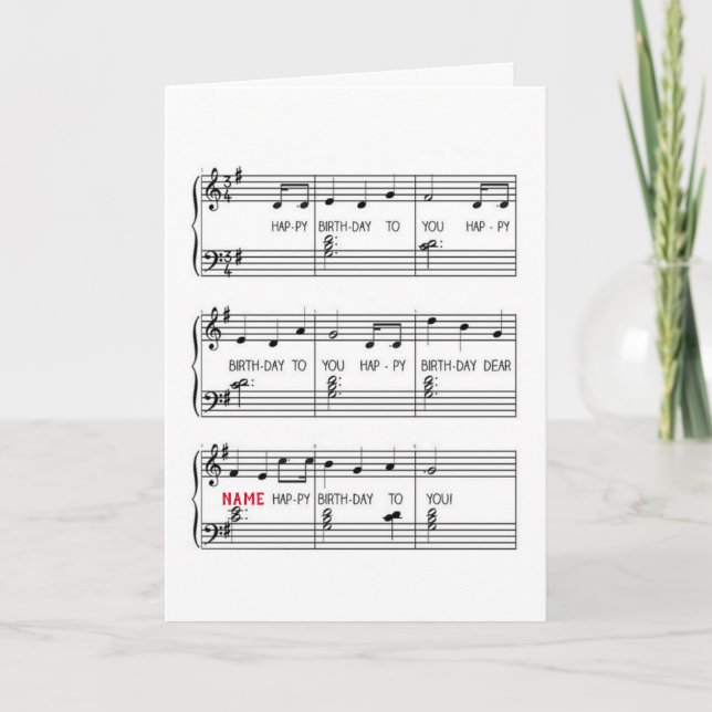 Happy Birthday Song mit Name Card Karte (Vorderseite)