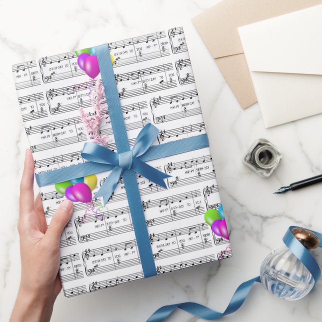 Happy Birthday Song und Balloons Geschenkpapier (Schenken)