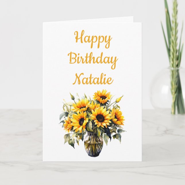 Happy Birthday Sonnenblume Herz Karte (Vorderseite)