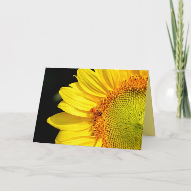 Happy Birthday Sonnenblume mit Honigbiene Karte (Vorderseite)