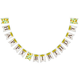 Happy Birthday Sonnenblume & rustikales Holz Party Wimpelkette