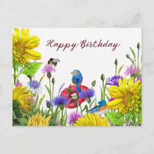 Happy Birthday Sonnenblumen, Wildblumen Natur Postkarte