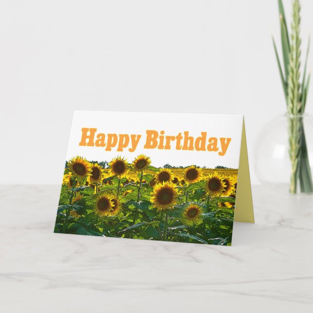 Happy Birthday Sonnenblumenfeld Karte (Vorderseite)
