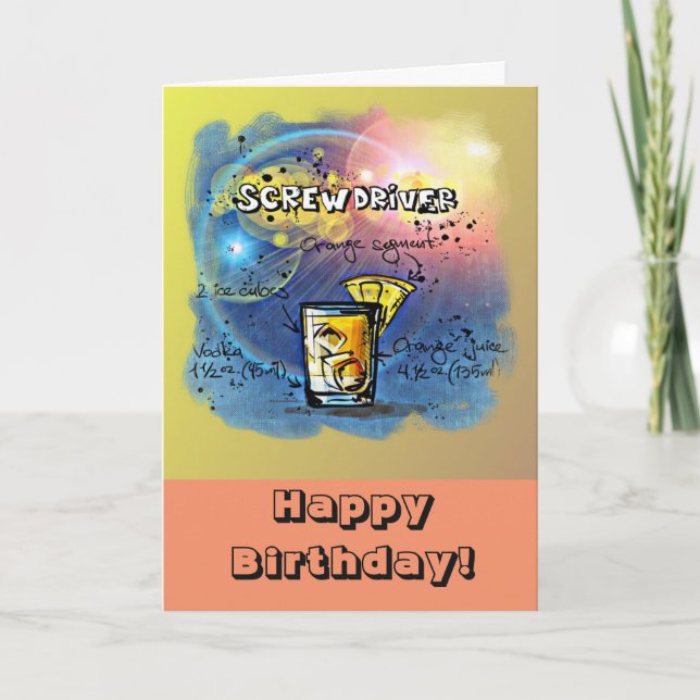 Happy Birthday Spaß - Schraubendreher Rezept Karte (Vorderseite)