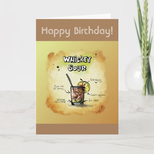 Happy Birthday Spaß - Whiskey Sour Rezept Karte (Vorderseite)