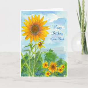 Happy Birthday Special Friend Sonnenblume Wasserfa Karte