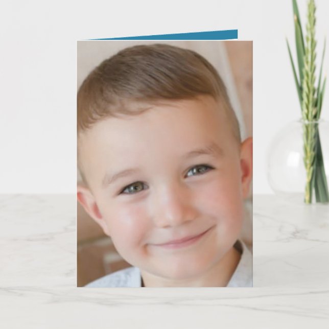 Happy Birthday Special Grandson Blue Foto Karte (Vorderseite)