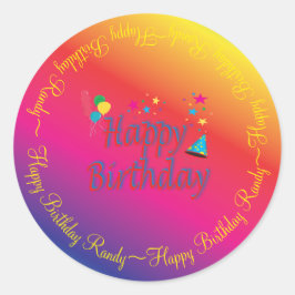 Happy Birthday Spectrum Custom Runder Aufkleber