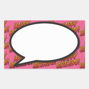 Happy Birthday Speech Bubble Fun Retro Comic Book Rechteckiger Aufkleber