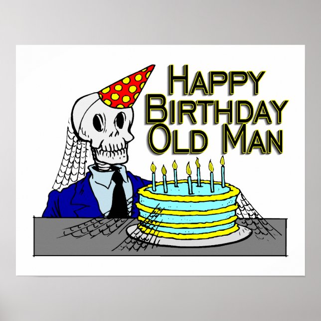 Happy Birthday Spider Web Old Man Poster (Vorne)