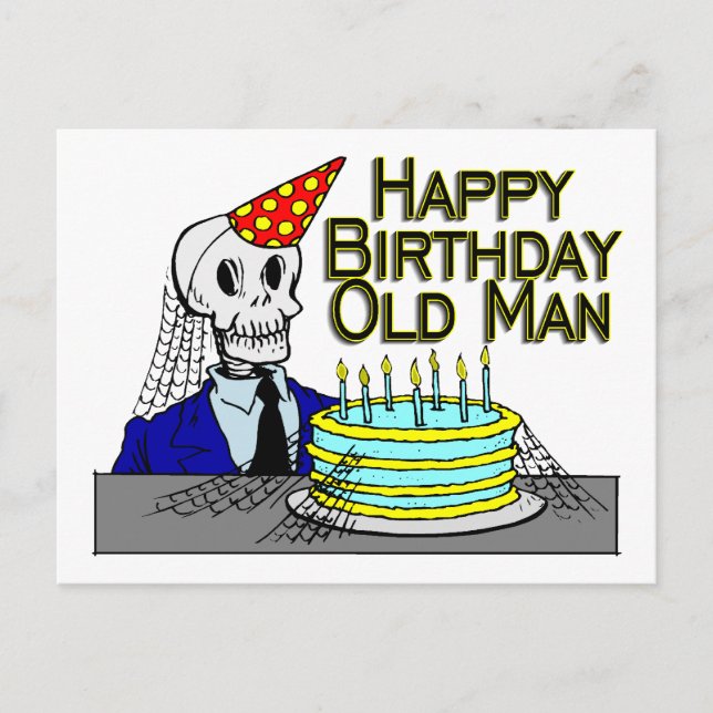 Happy Birthday Spider Web Old Man Postkarte (Vorderseite)