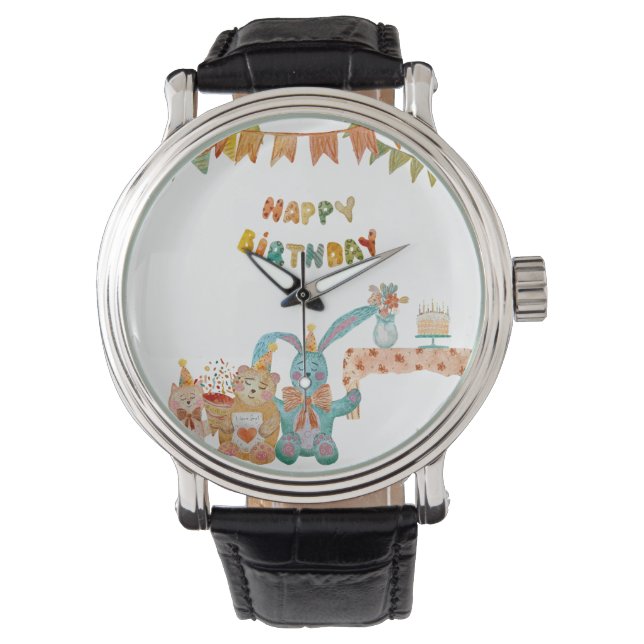 Happy Birthday Spielzeug Blume niedliche farbenfro Armbanduhr (Vorderseite)
