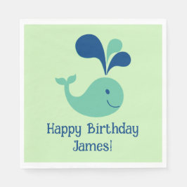 Happy Birthday Spouting Whale Party Napkin Serviette