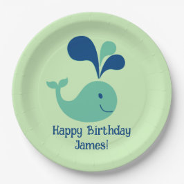Happy Birthday Spouting Whale Party Plate Pappteller