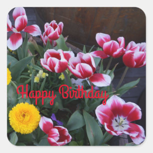Happy Birthday Spring Flowers #4 Stickers
