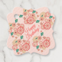 Happy Birthday - Spring Peach Blume Garden Deco Geschenkanhänger