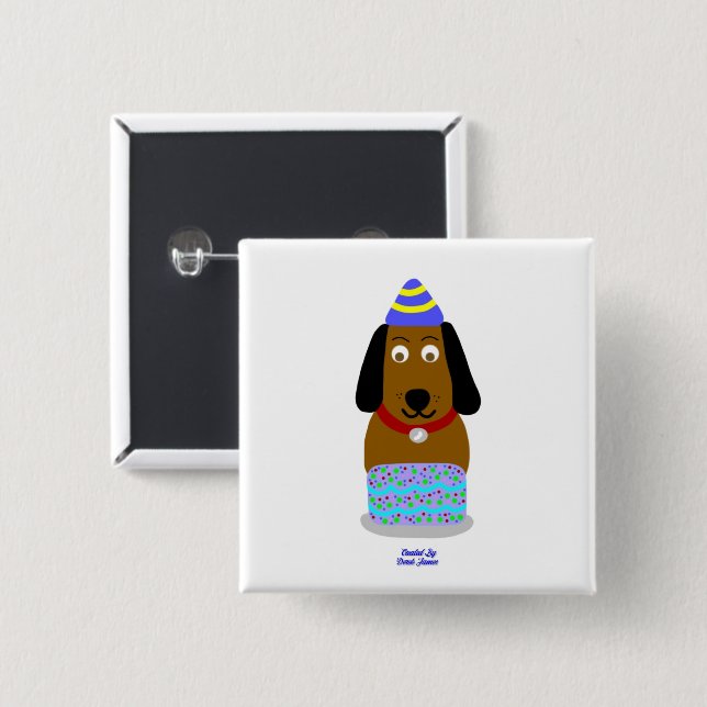 Happy Birthday Square Button (Vorne & Hinten)