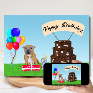 Happy Birthday Staffordshire Bull Terrier Karte