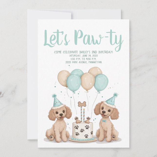 Happy Birthday Standard Poodle Hunde Einladung (Vorderseite)