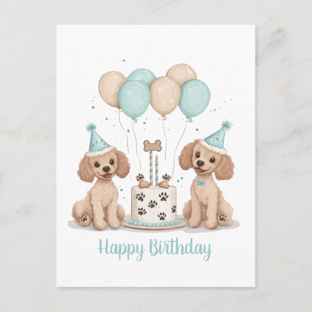 Happy Birthday Standard Poodle Hunde Postkarte (Vorderseite)
