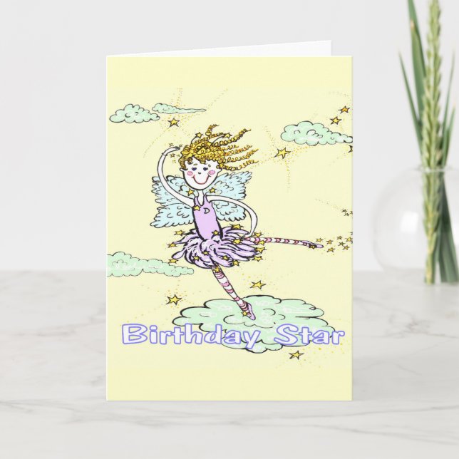 Happy Birthday Star Fairy Grußkarte Karte (Vorderseite)