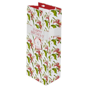 Happy Birthday Stargazer Lily Foto Pattern Geschenktüte Für Weinflaschen