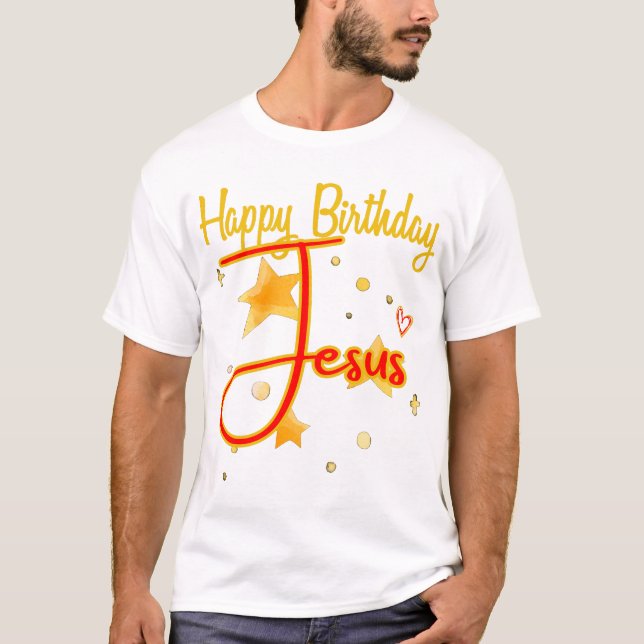 Happy Birthday Starry Jesus T-Shirt (Vorderseite)