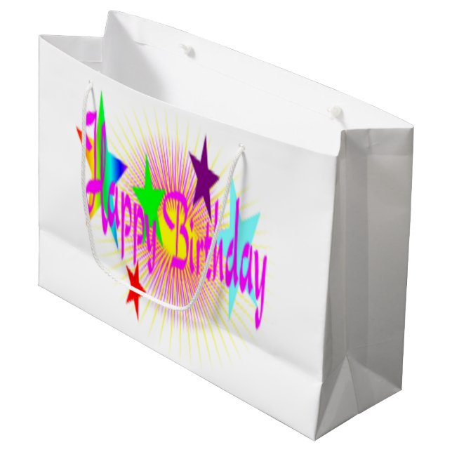 " HAPPY BIRTHDAY " STARTEN GROßE GESCHENKTÜTE (Vorderseite Schrägansicht)