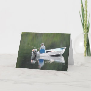 Happy Birthday Step-son Fishing Boat on Lake Karte