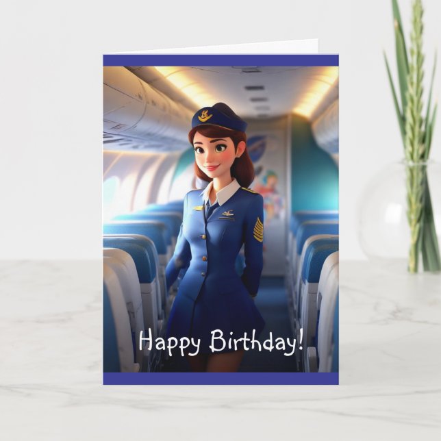 Happy Birthday Stewardess Karte (Vorderseite)