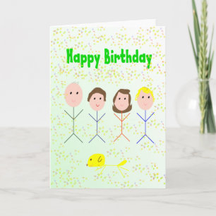 Happy Birthday Stick Family Card Karte
