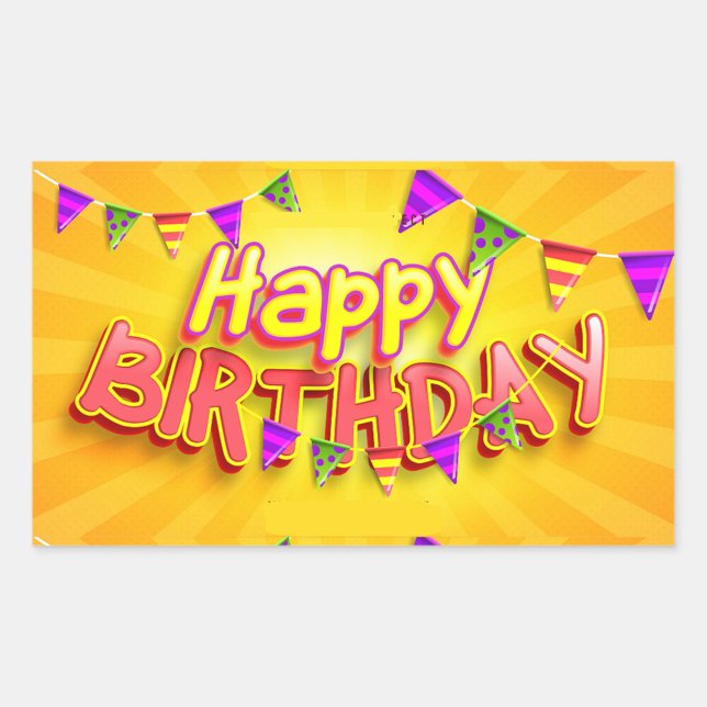 Happy Birthday Sticker (Happy Birthday Text bright yellow background!)