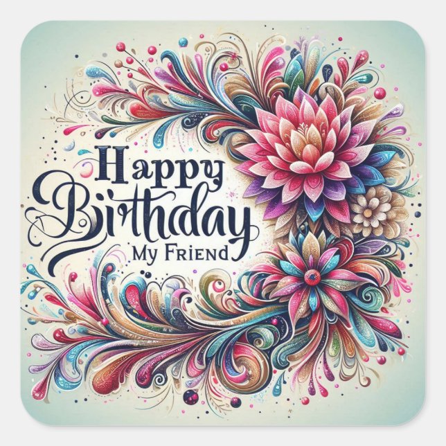 Happy Birthday Sticker (Vorderseite)