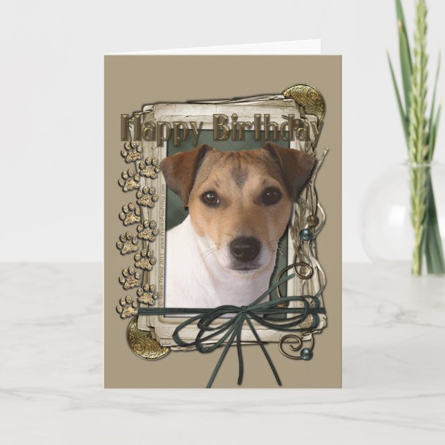 Happy Birthday - Stone Paws - Jack Russell Karte (Vorderseite)