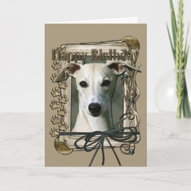 Happy Birthday - Stone Paws - Whippet Karte (Vorderseite)