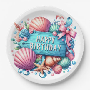 Happy Birthday Strand Tropisches Thema Pappteller
