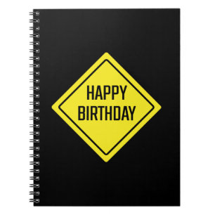 Happy Birthday   Straßenzeichen   SpiralNotebook Notizblock