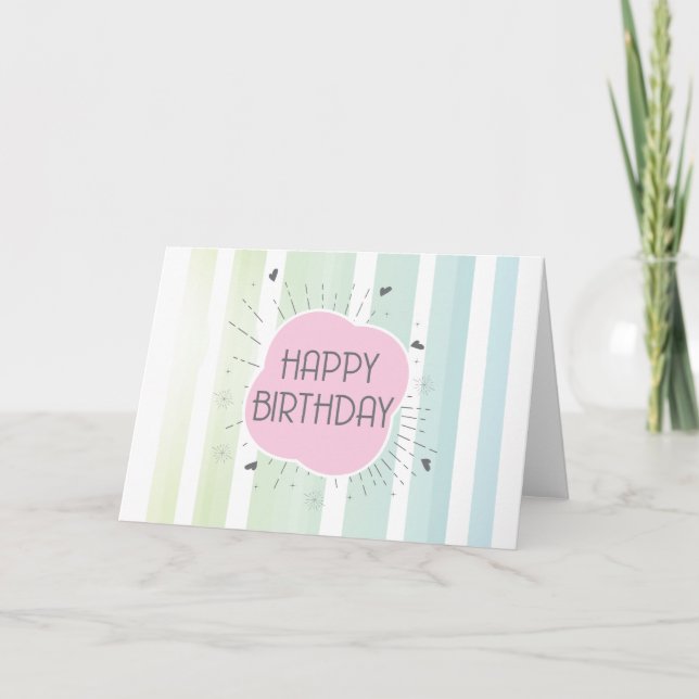 Happy Birthday Stripe Card Dankeskarte (Vorderseite)
