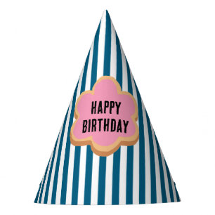 Happy Birthday Stripe Zucker Cookie Partyhütchen