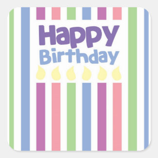 Happy Birthday Stripey Card Quadratischer Aufkleber