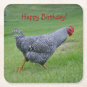 Happy Birthday Strolling Chicken Rechteckiger Pappuntersetzer