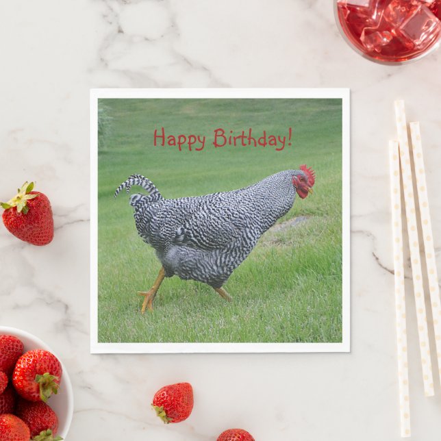 Happy Birthday Strolling Chicken Serviette (Beispiel)
