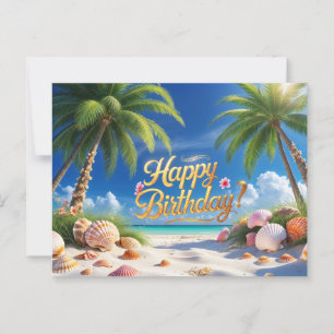 Happy Birthday Sumer Tropical Beach Postkarte