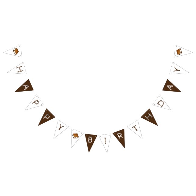 Happy Birthday Summer Camp Campfire S'mores Smores Wimpelkette (Alle)