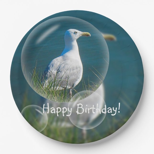 Happy Birthday Summer Seagull Pappteller (Vorderseite)
