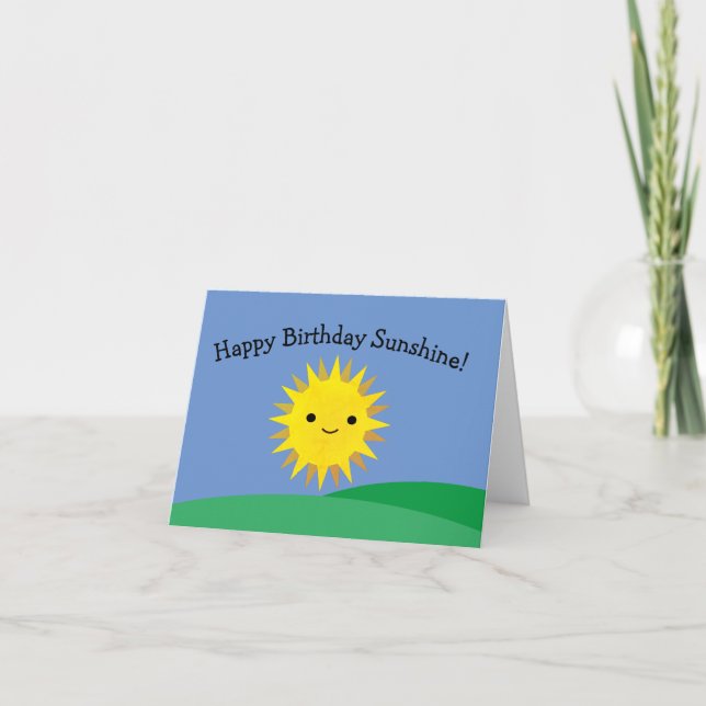 Happy Birthday Sunshine Niedlich Lächeln Sonne Karte (Vorderseite)