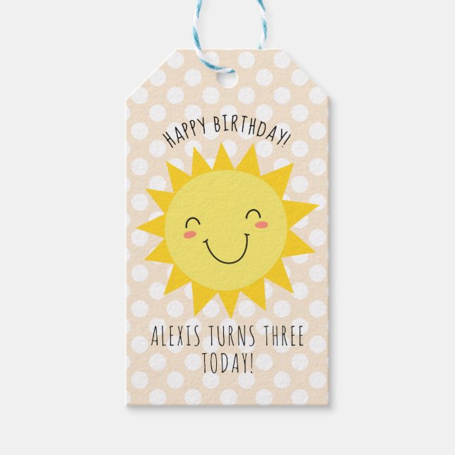 Happy Birthday Sunshine Party Gold Geschenkanhänger (Vorderseite)